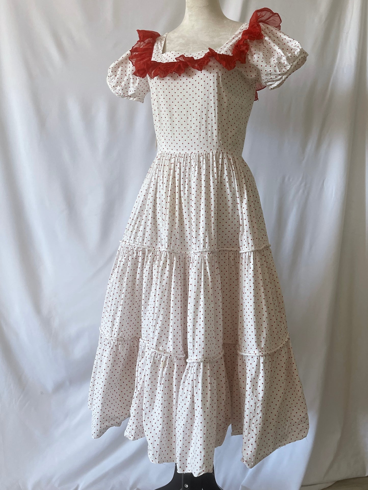 Vintage Cotton Polka Dot Dress Full Circle 1940s