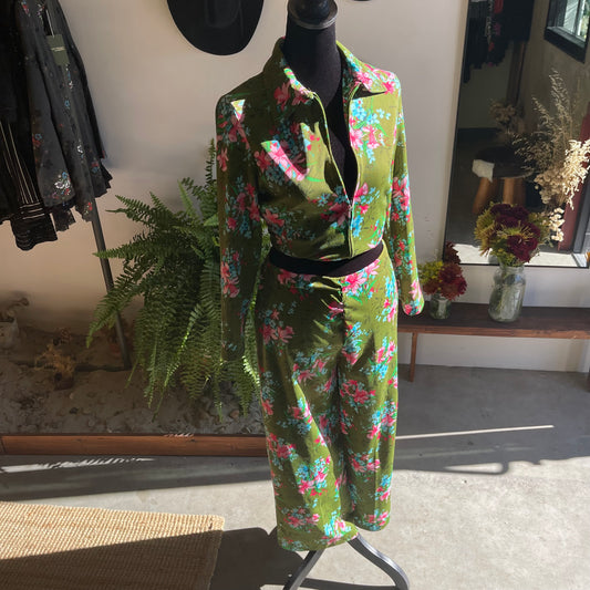 1970s Handmade Vintage Two Piece Disco Knit Set