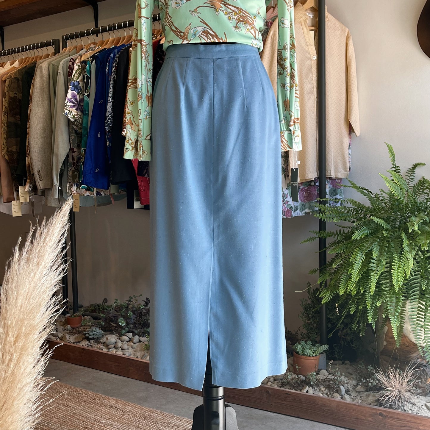 70s Vintage Button Midi Skirt M