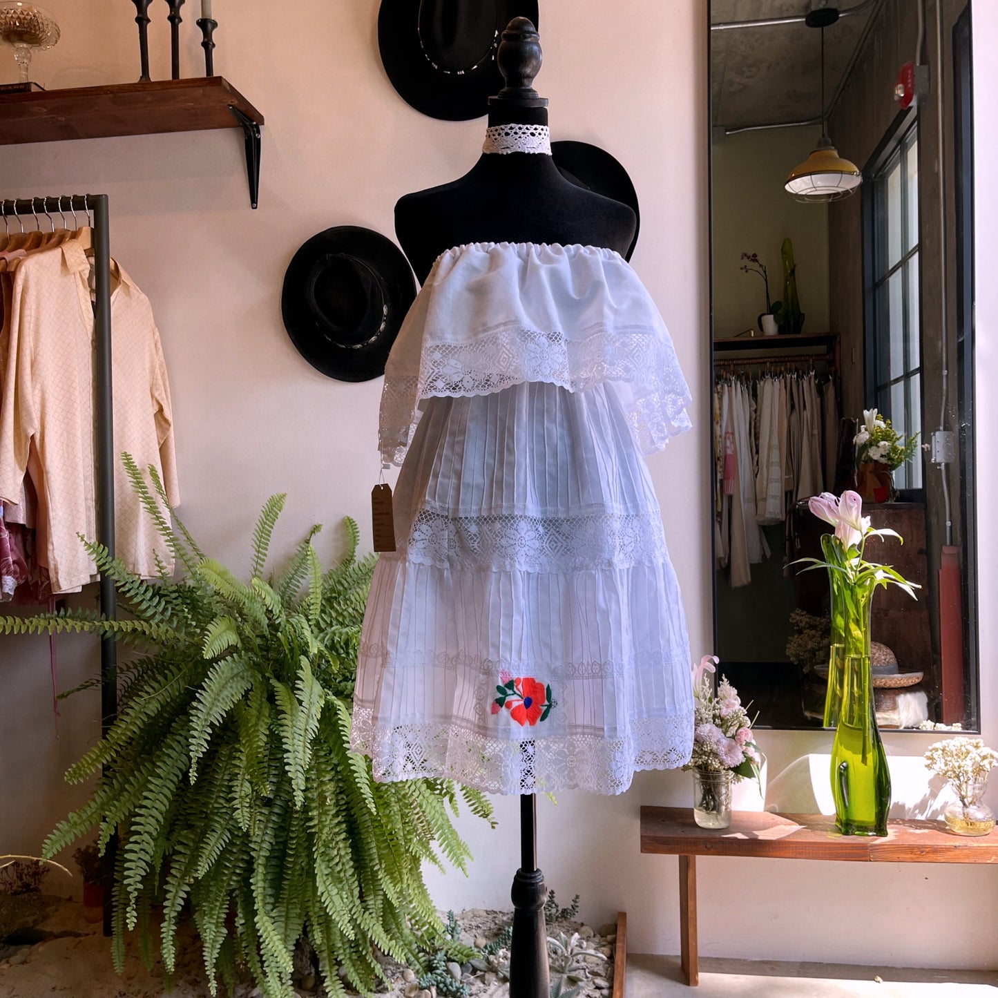 70’s Vintage Tiered Cotton Embroidered Fiesta Dress