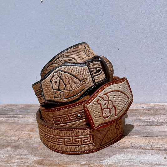 Vintage Leather Horse Belt