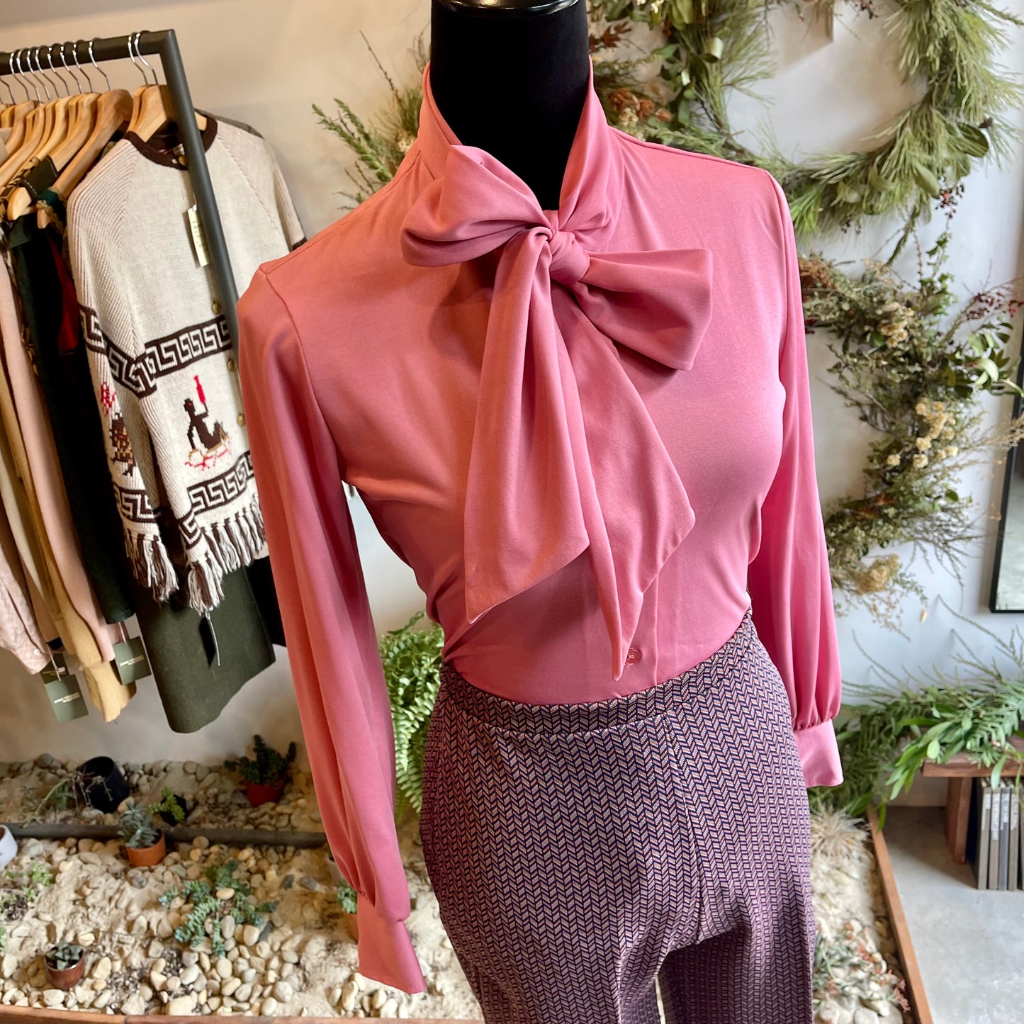 Vintage 70’s Knit Bow Blouse Sears Union Made