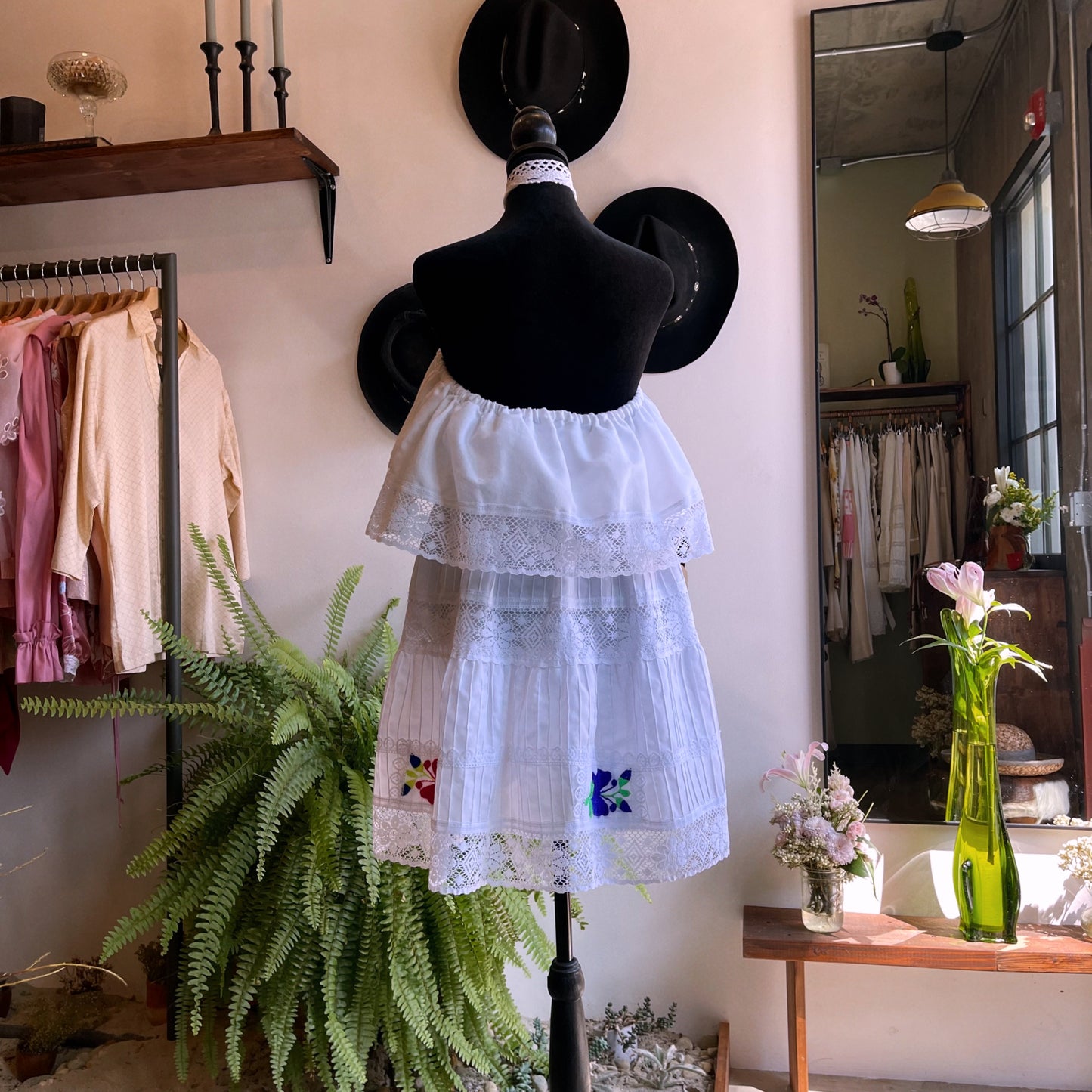 70’s Vintage Tiered Cotton Embroidered Fiesta Dress