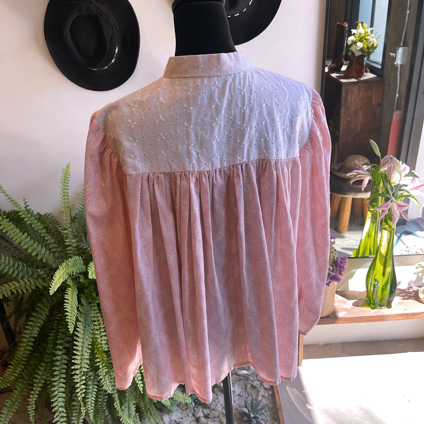70’s Vintage Floral Cotton Babydoll Blouse