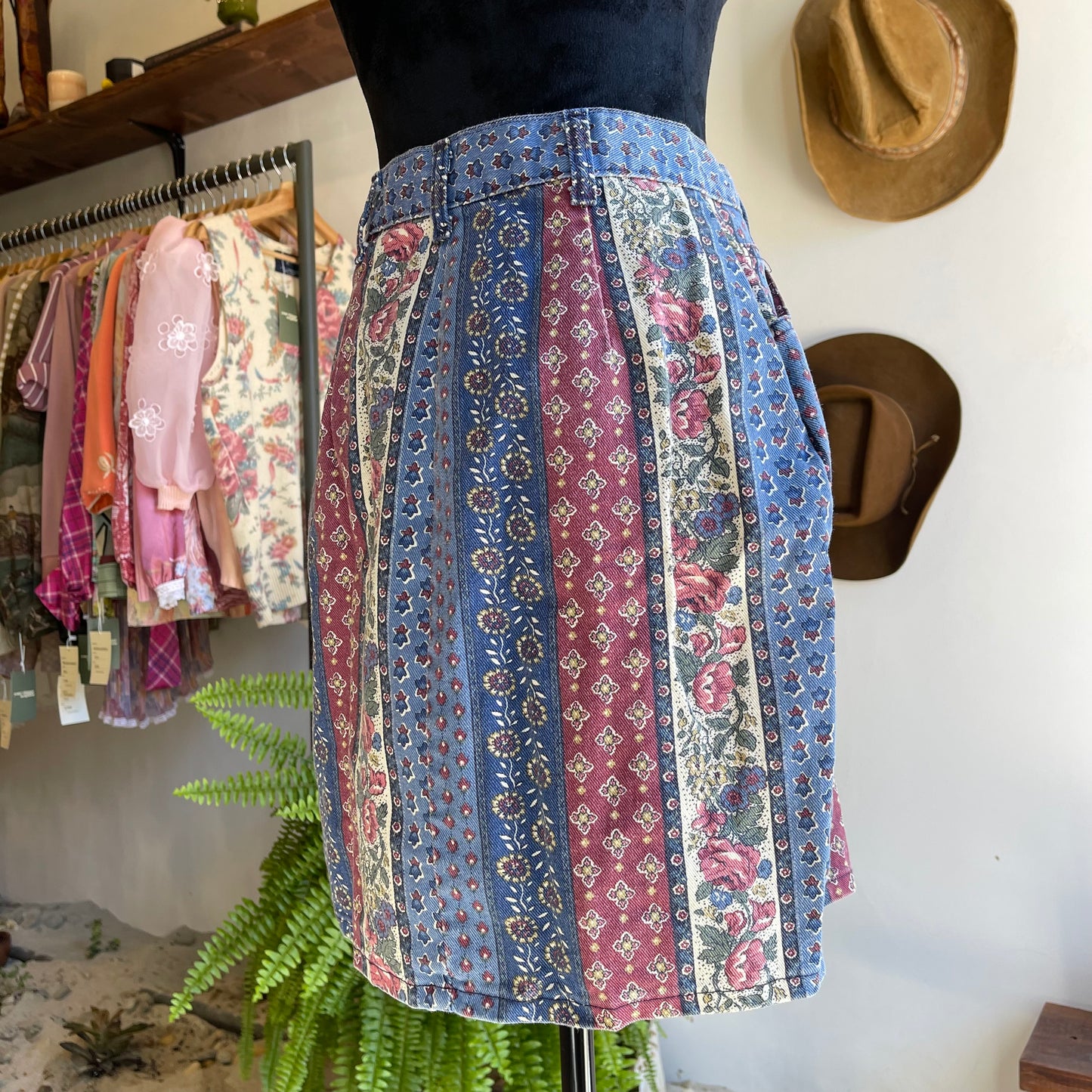 90s Vintage Denim Wrap Mini Skirt S