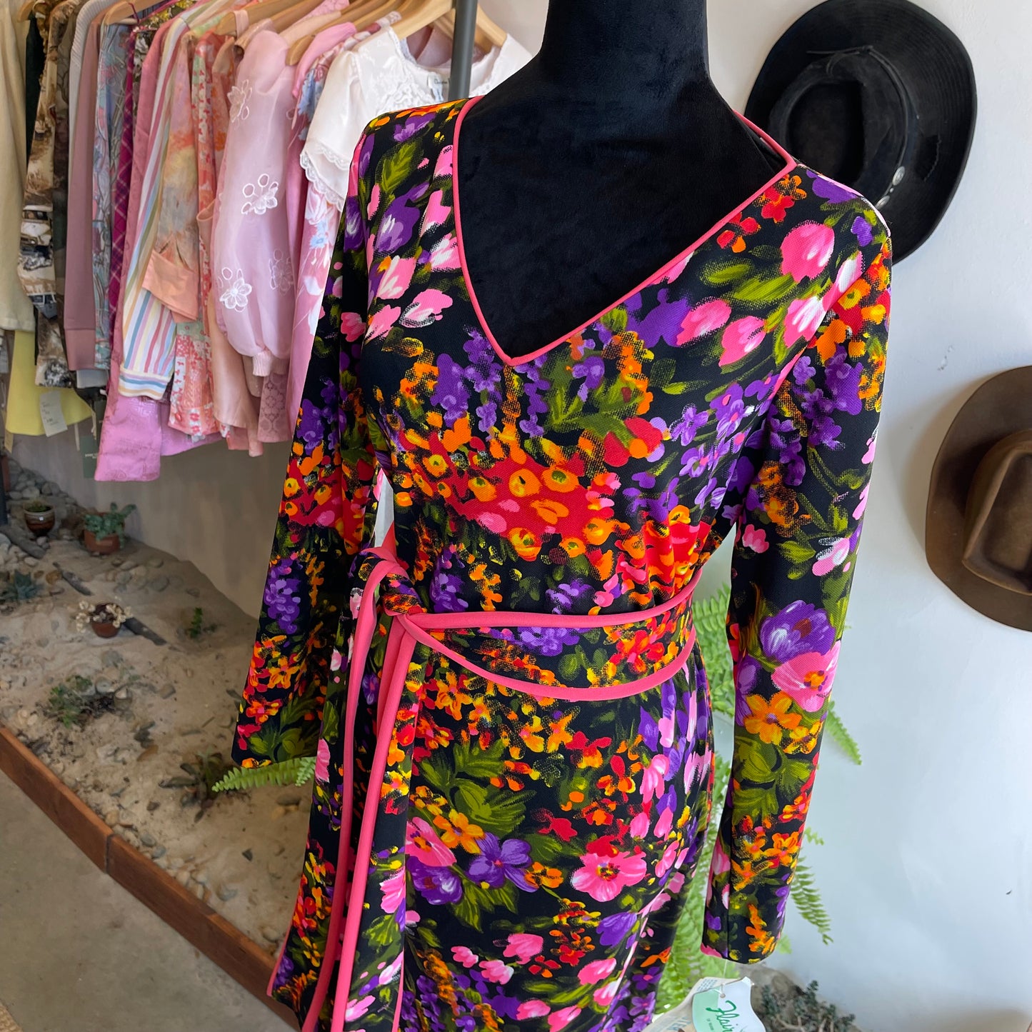70’s Vintage Flair Miami Floral Dress
