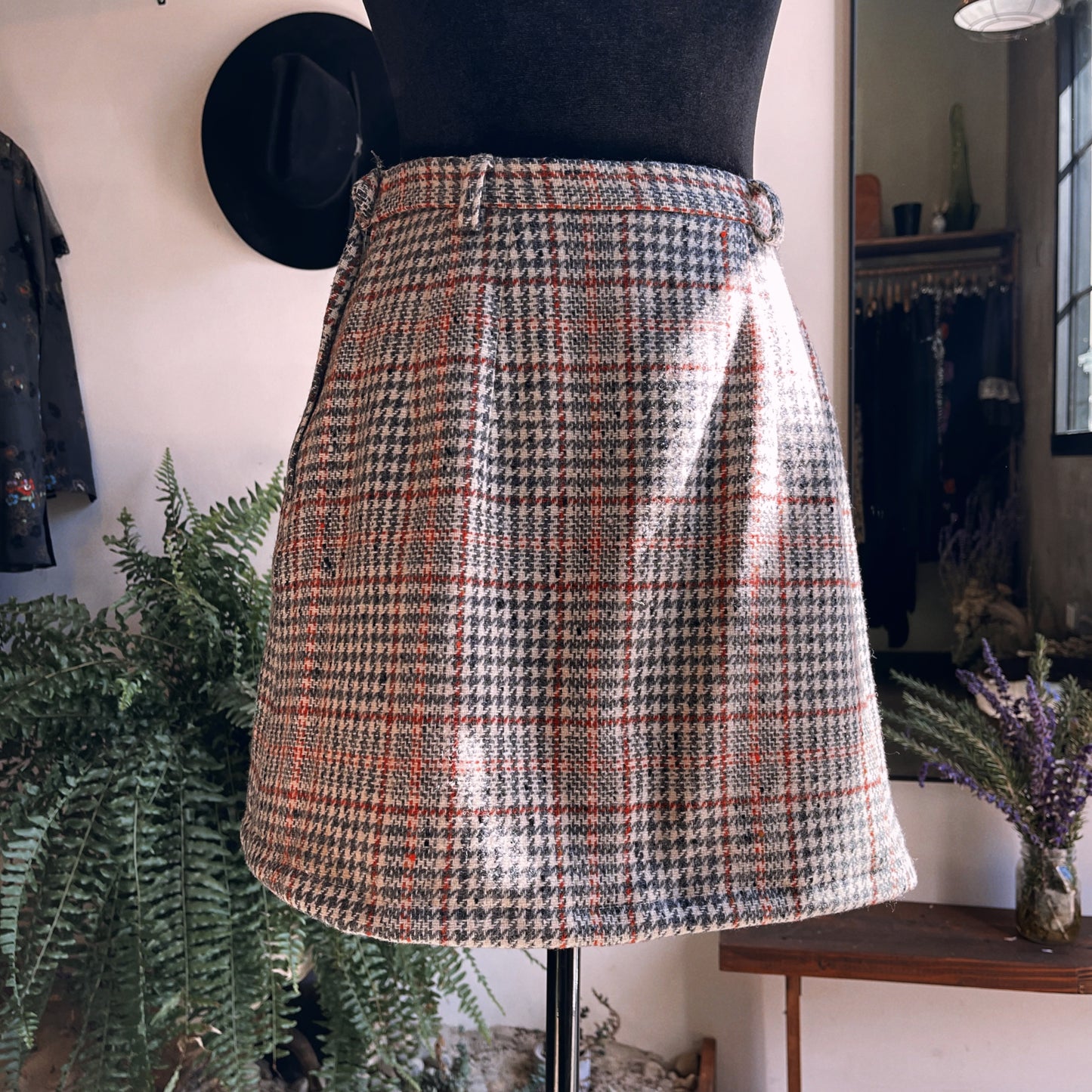 1960s Vintage Plaid Wool Mini Skirt
