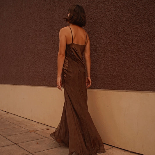 1990s Vintage Nina Austin Silk Beaded Gown