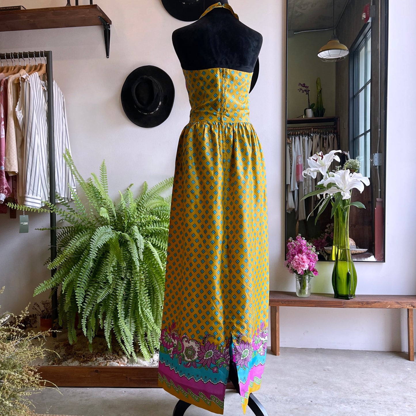 70’s Vintage Handmade Silk Halter Dress