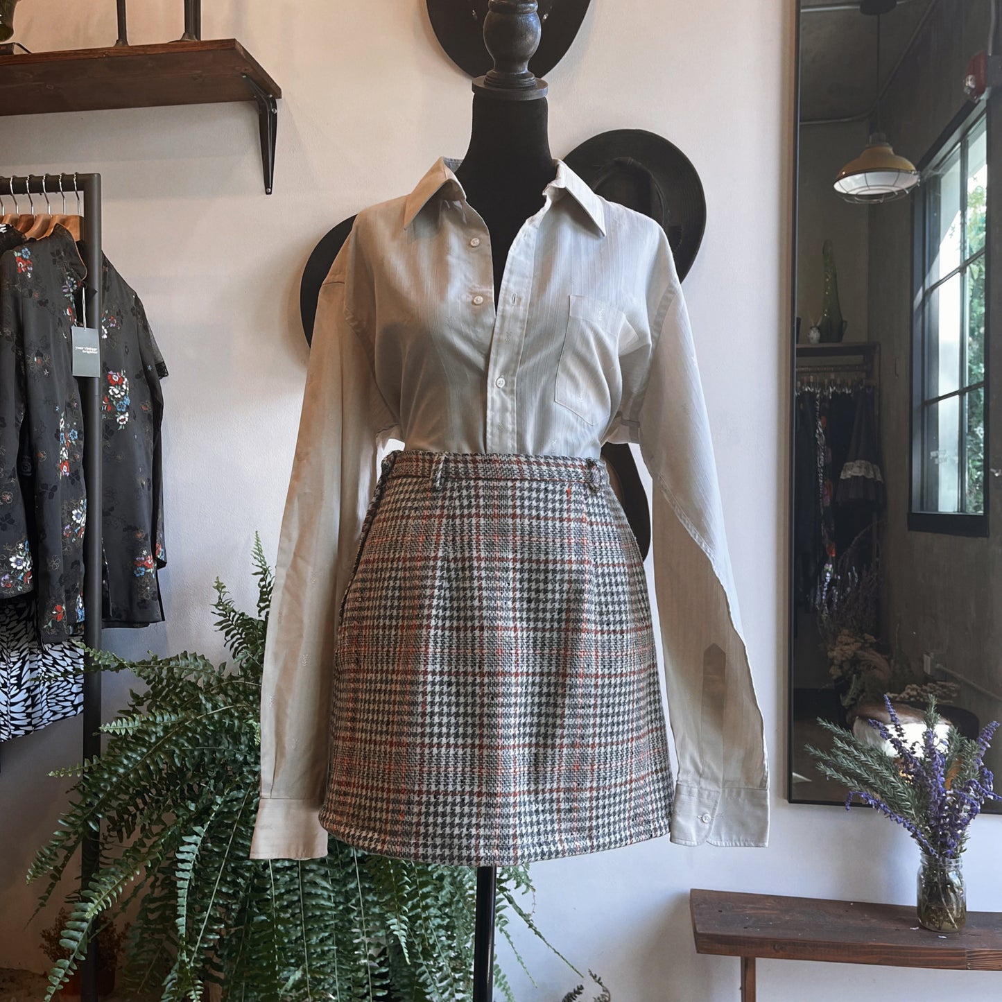 1960s Vintage Plaid Wool Mini Skirt