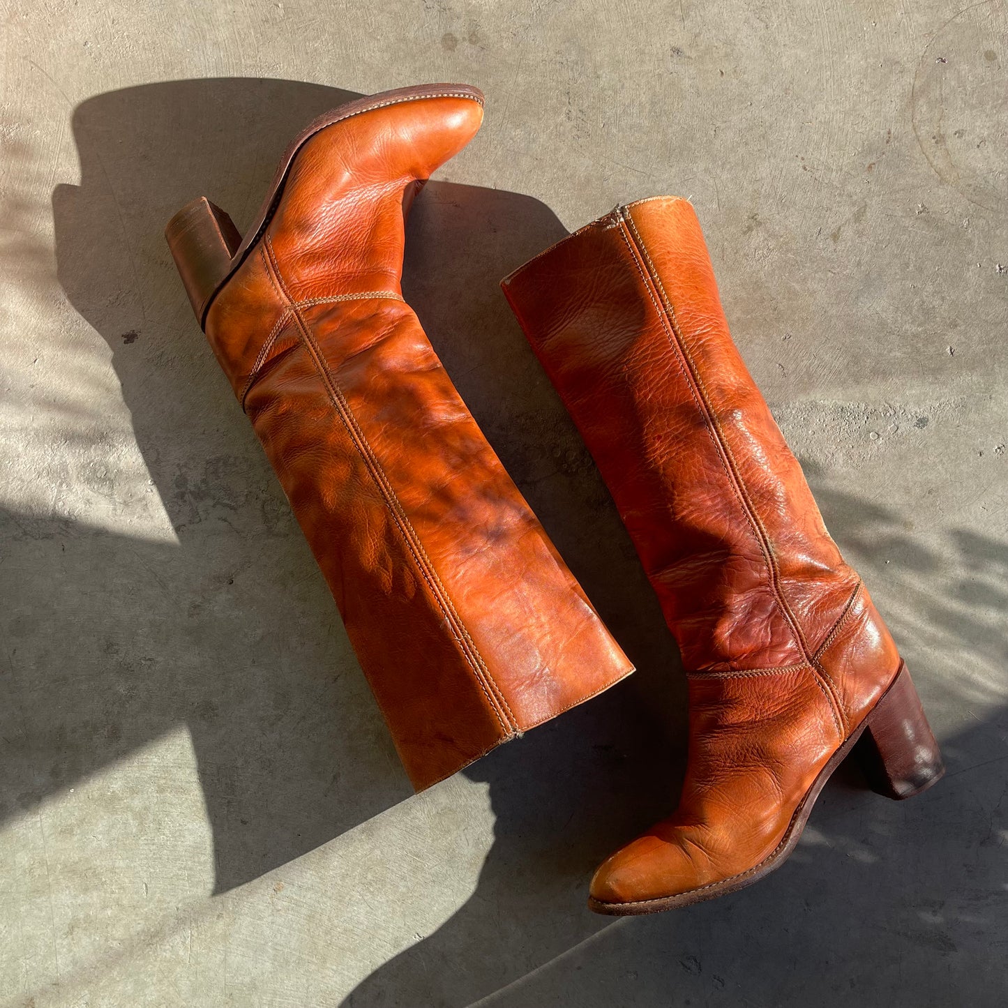 Brazilian Leather Round Toe Vintage Boots 10