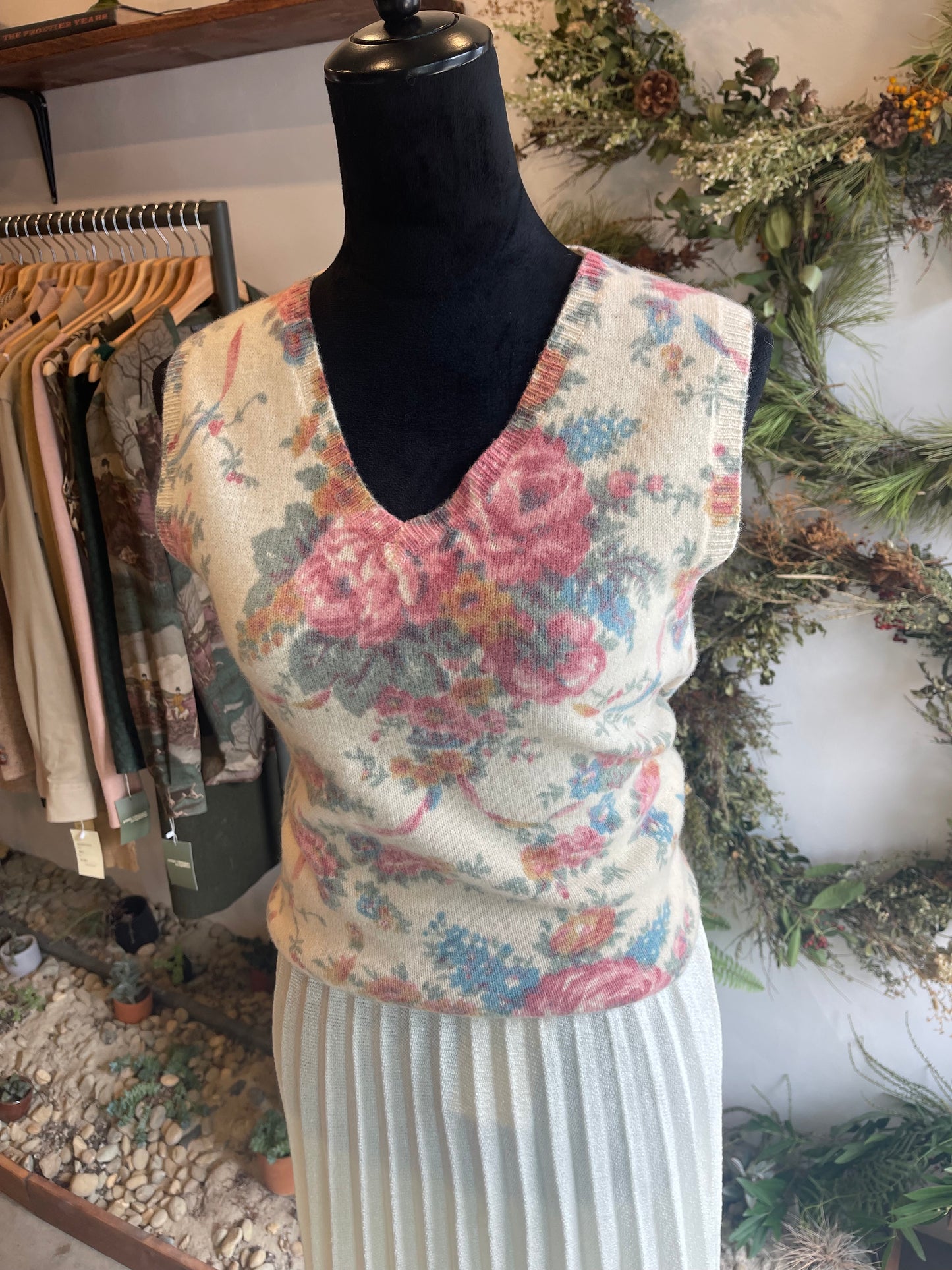 Vintage Ralph Lauren Lambswool Floral Sweater Vest