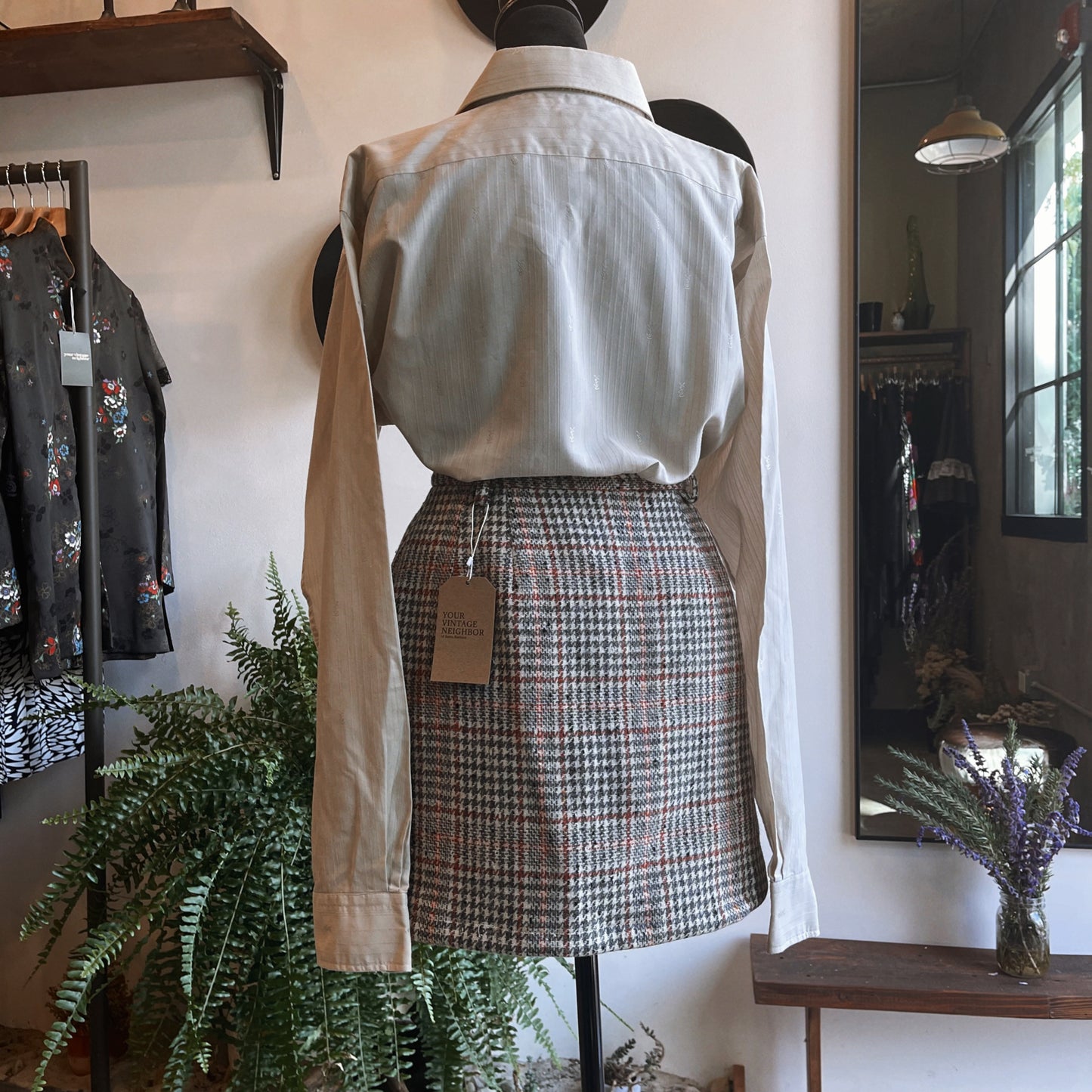 1960s Vintage Plaid Wool Mini Skirt