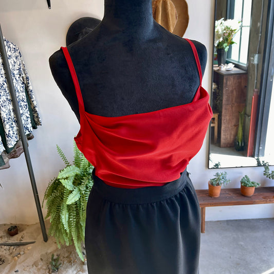 80s Vintage Satin Cowl Neck Tank Top L - XL