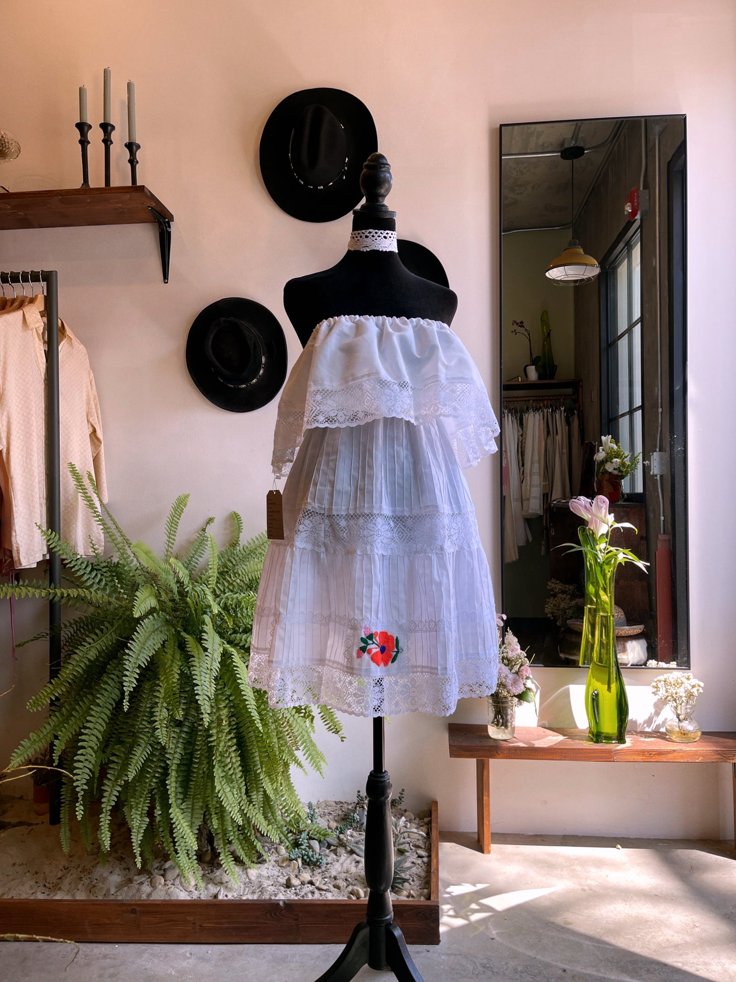 70’s Vintage Tiered Cotton Embroidered Fiesta Dress