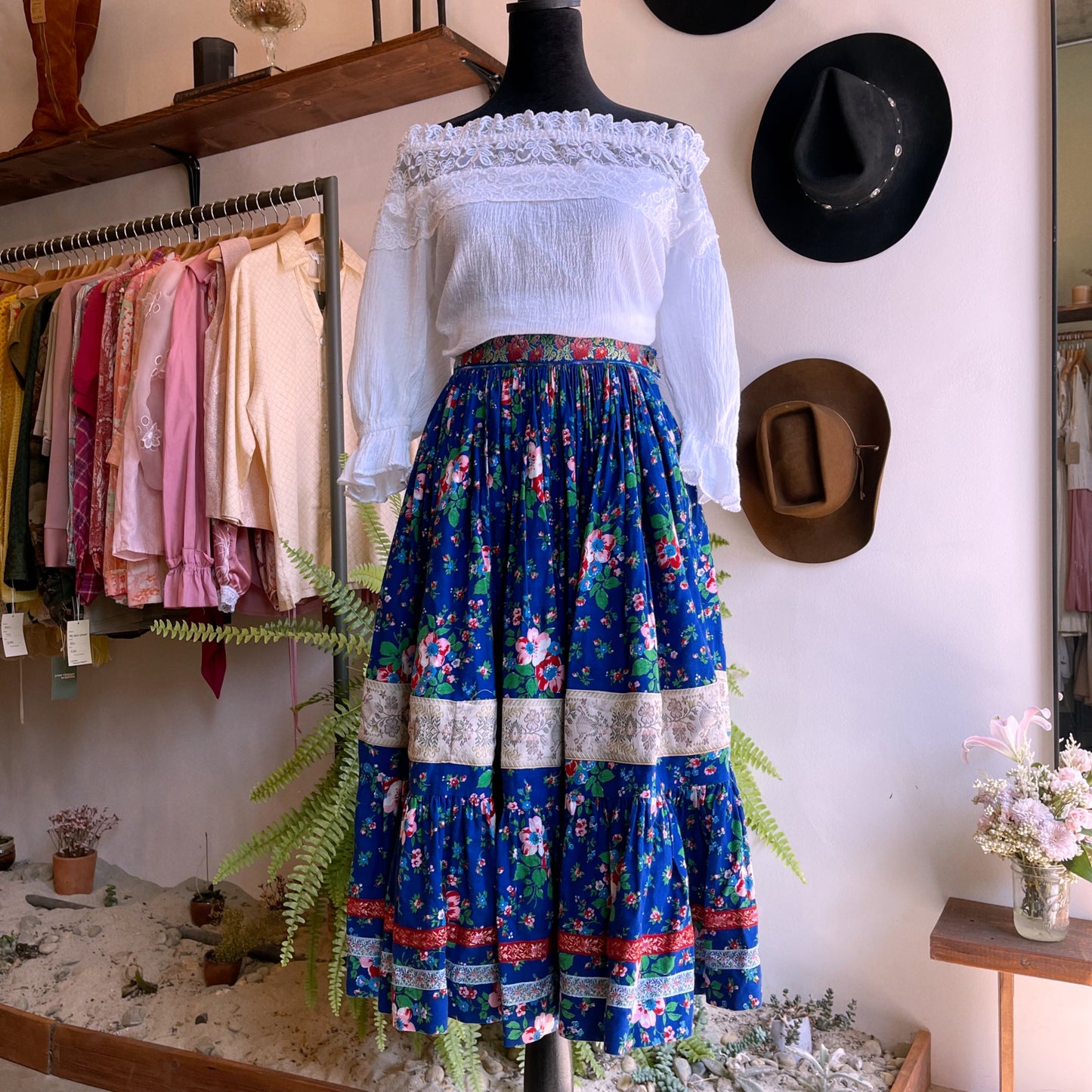 70’s Vintage Handmade Floral Prairie Skirt