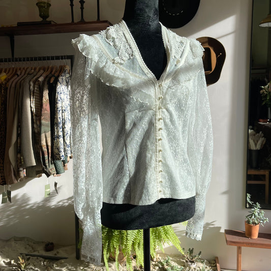 Vintage Gunne Sax Gunnies Lace Victorian Style Blouse 80’s