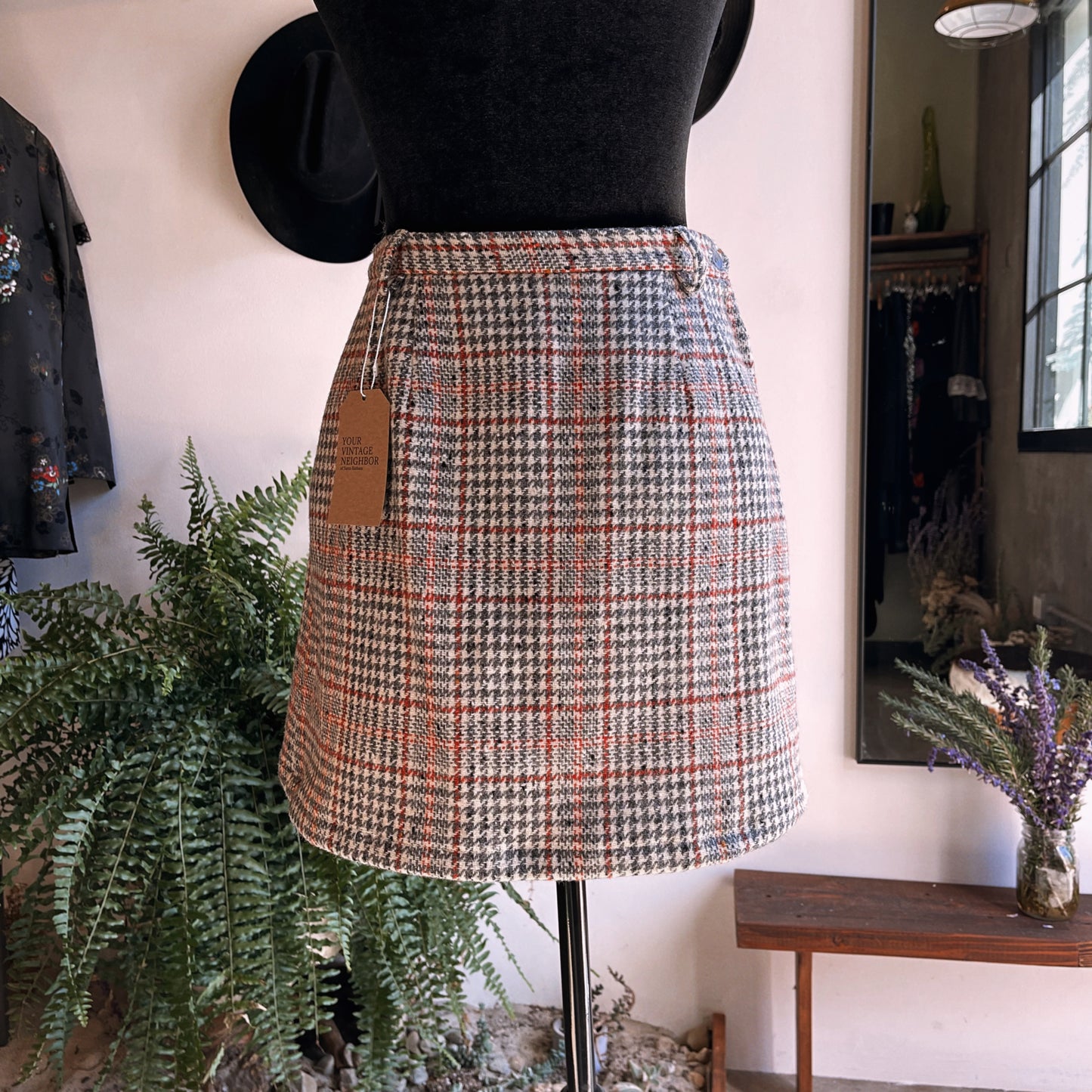 1960s Vintage Plaid Wool Mini Skirt