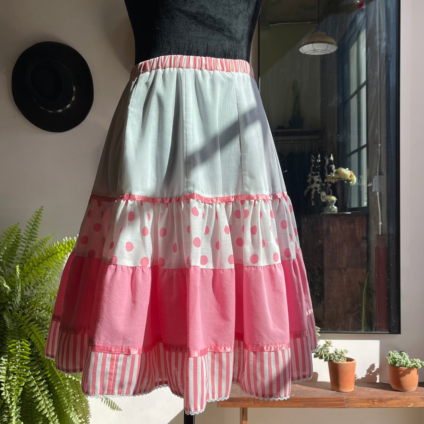 60’s Vintage Full Circle Pink Polka Dot Skirt