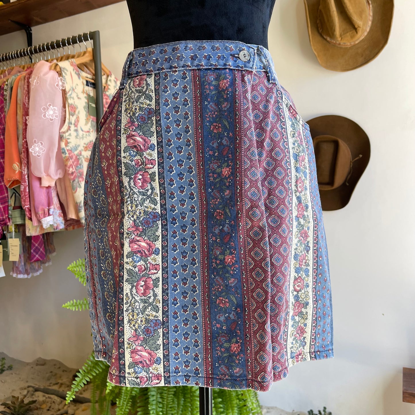 90s Vintage Denim Wrap Mini Skirt S