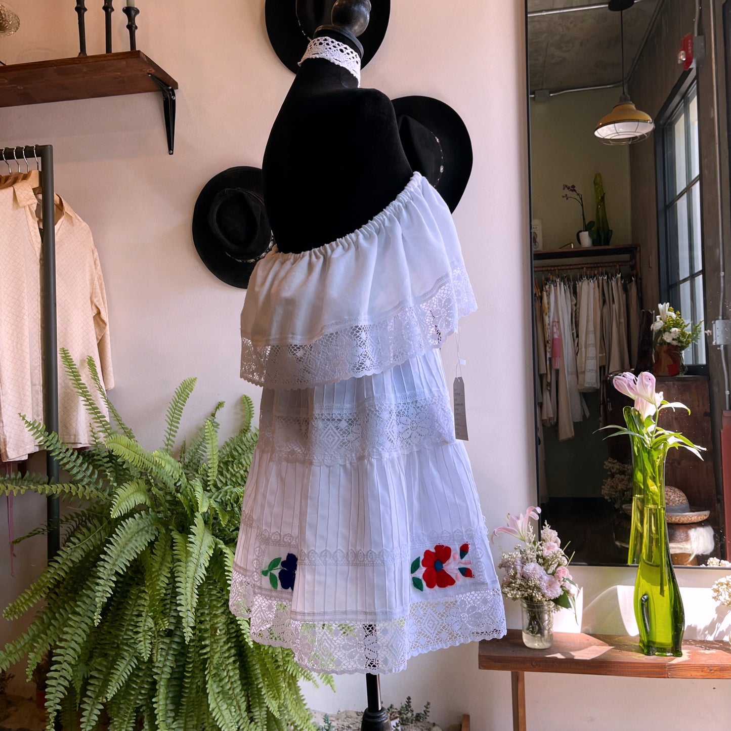 70’s Vintage Tiered Cotton Embroidered Fiesta Dress