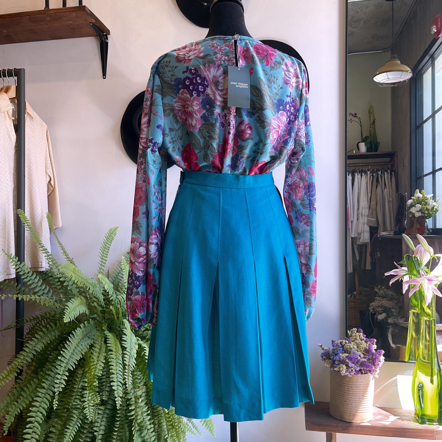 70’s Vintage Floral Cowl Neck Blouse