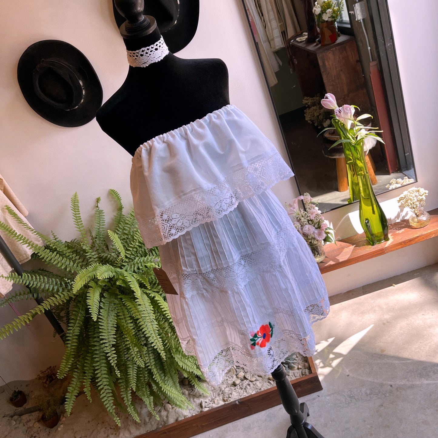 70’s Vintage Tiered Cotton Embroidered Fiesta Dress