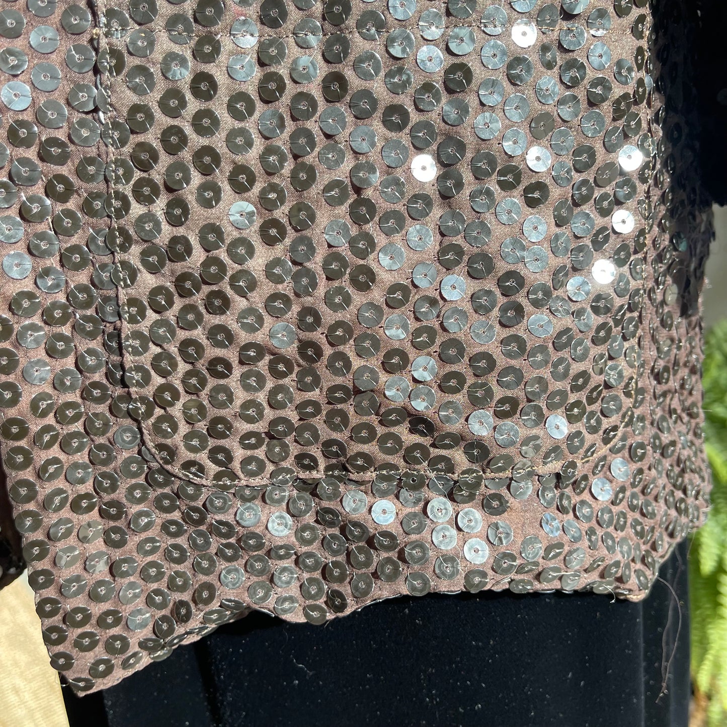 80s Vintage Giorgio Beverly Hill Sequin Brown Top