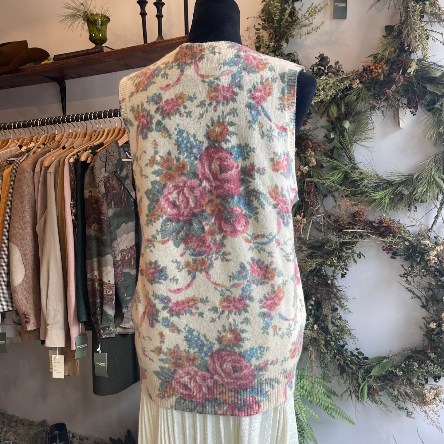Vintage Ralph Lauren Lambswool Floral Sweater Vest
