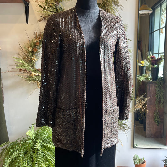 80s Vintage Giorgio Beverly Hill Sequin Brown Top