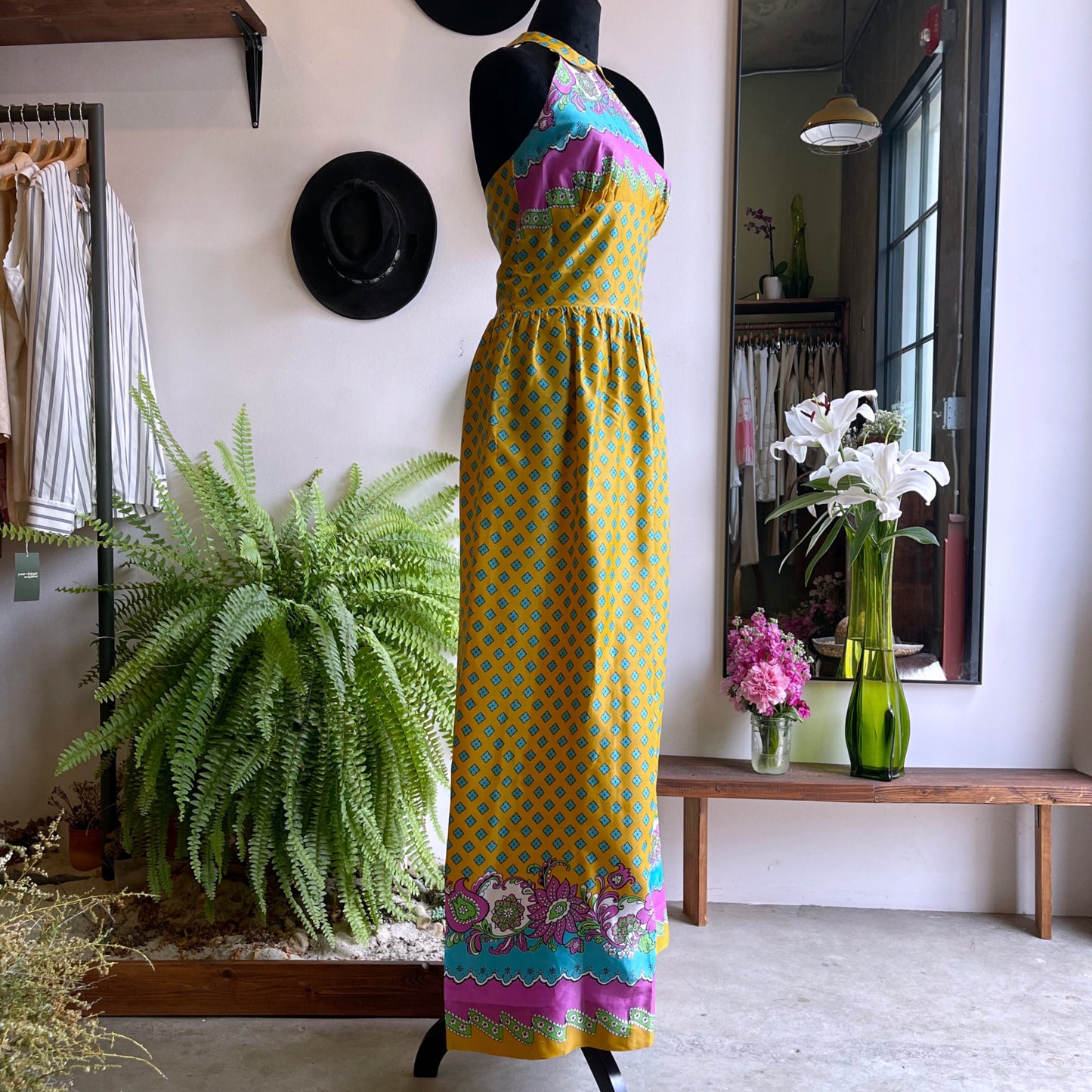 70’s Vintage Handmade Silk Halter Dress