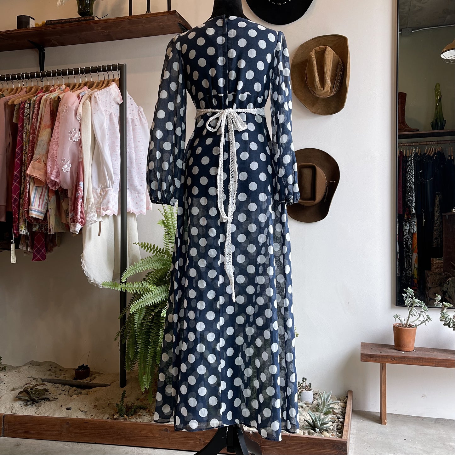 70’s Vintage Polka Dot Prairie Dress