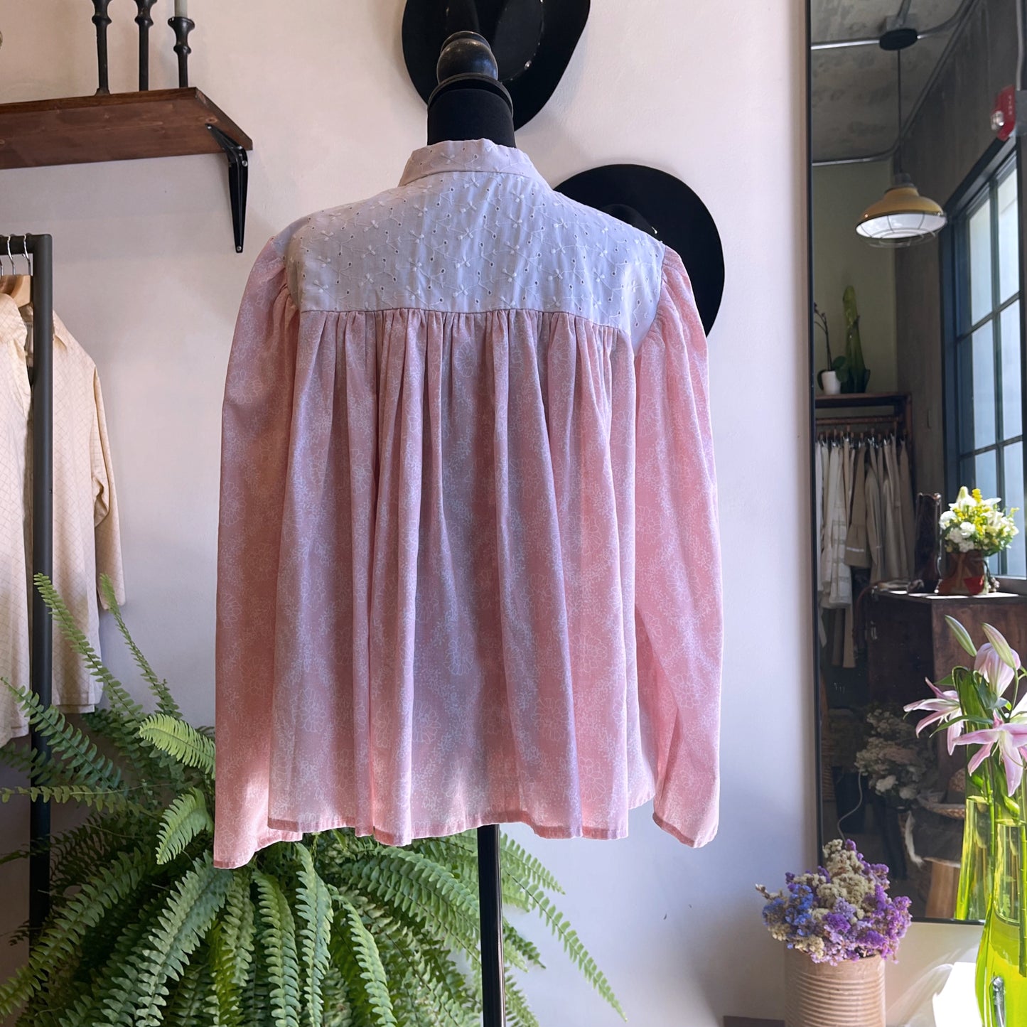 70’s Vintage Floral Cotton Babydoll Blouse