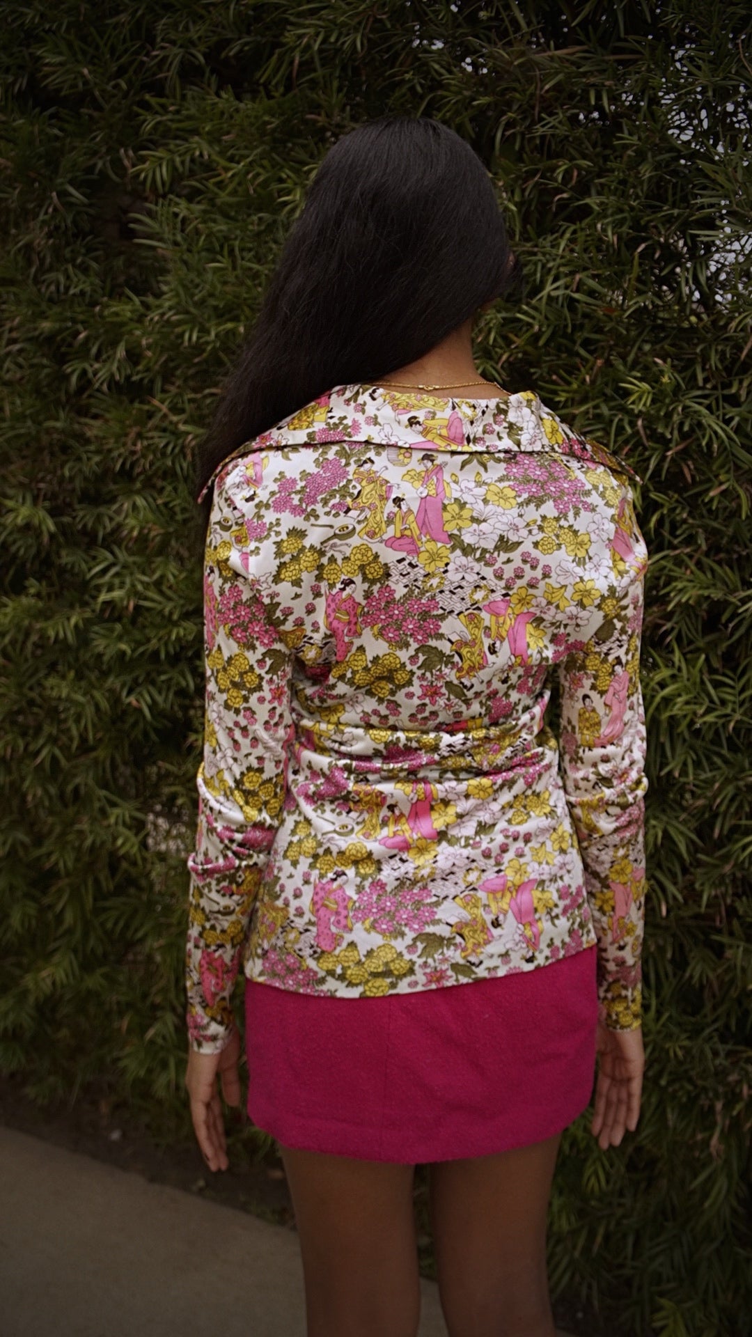 Vintage Lady Manhattan Disco 70’s Knit Novelty Print Top - SHOP EZRA
