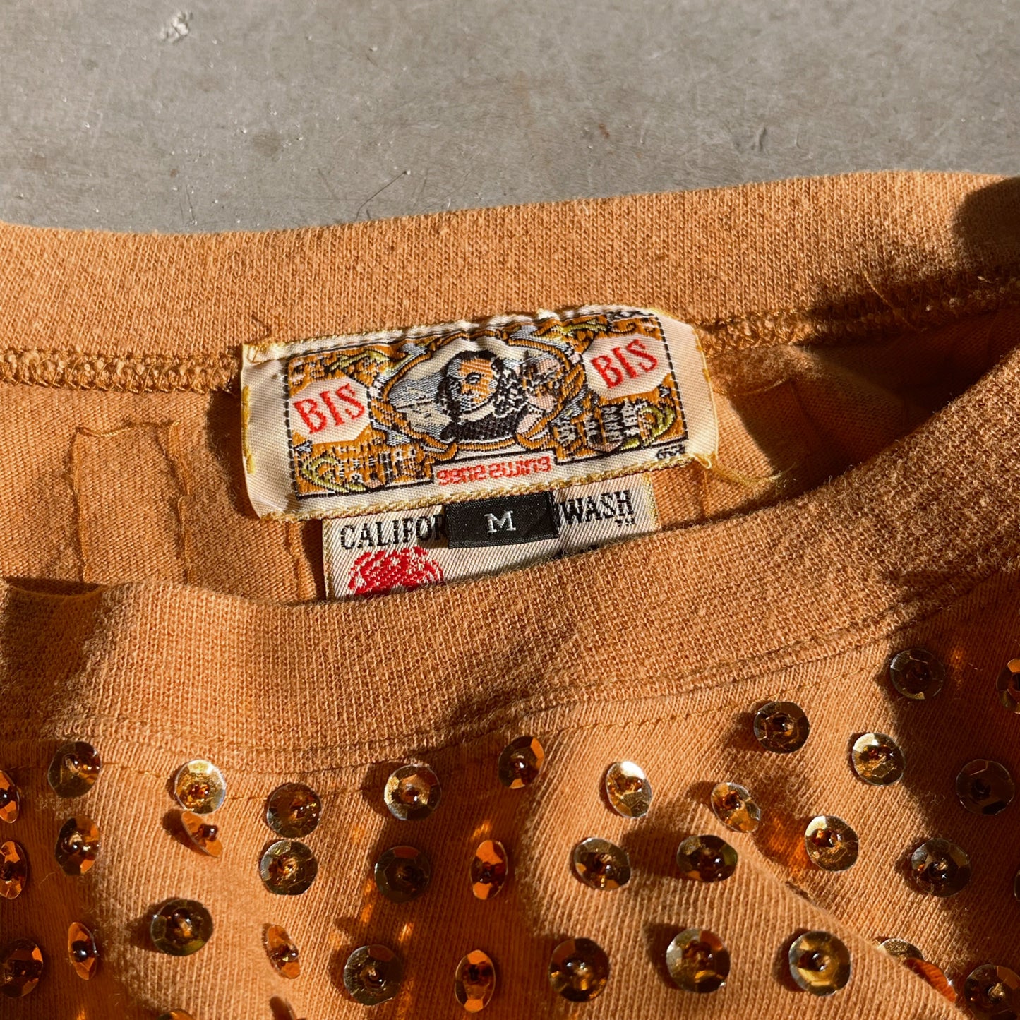 1980s Vintage Bis Bis California Cotton Sequin Tee in Gold
