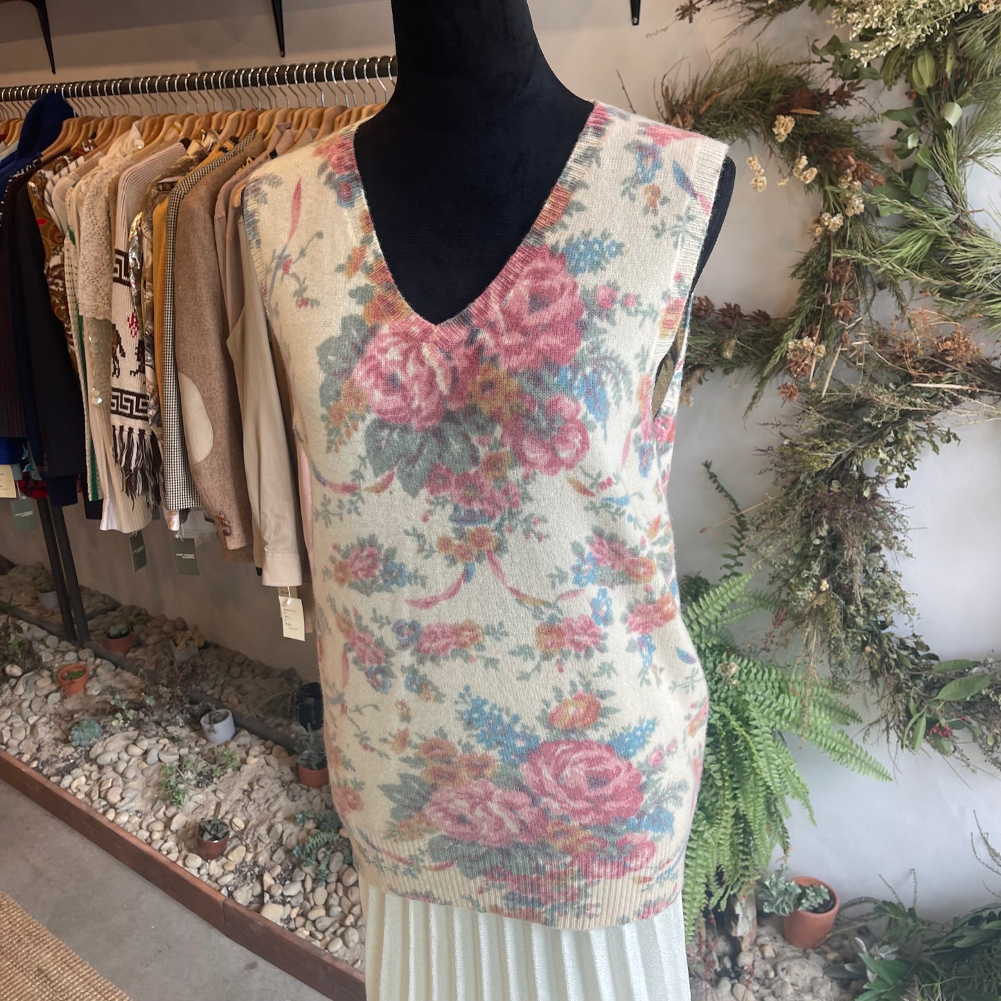 Vintage Ralph Lauren Lambswool Floral Sweater Vest