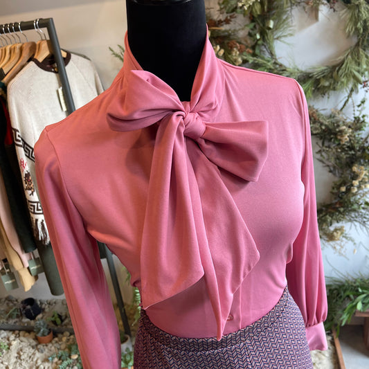 Vintage 70’s Knit Bow Blouse Sears Union Made