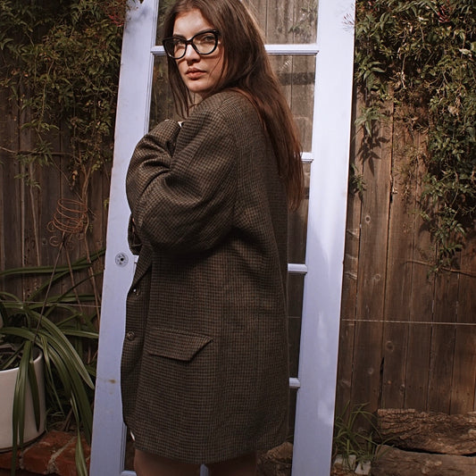 Vintage Oversized Houndstooth Wool Blazer by Hart Schaffer & Marx 80’s - SHOP EZRA