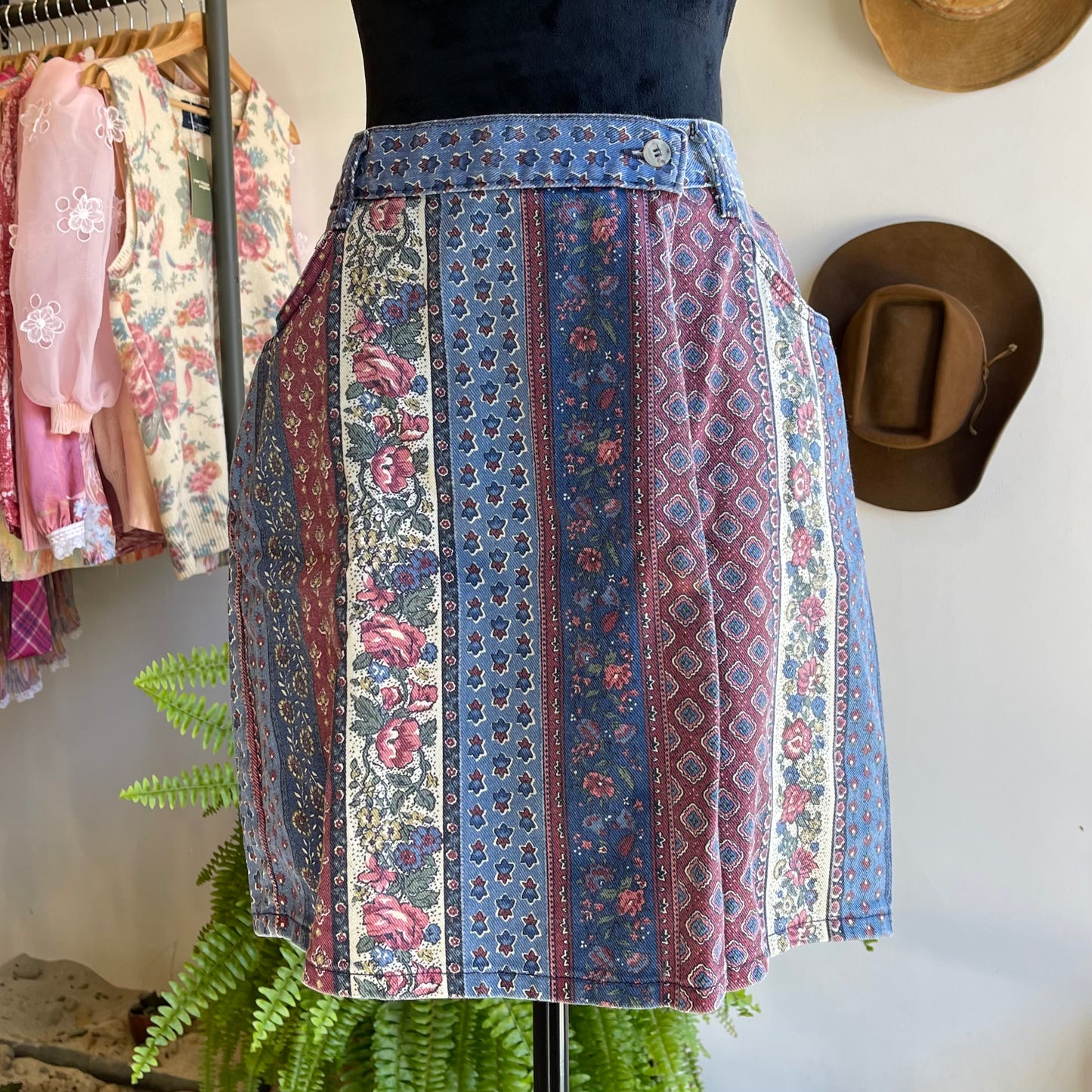 90s Vintage Denim Wrap Mini Skirt S
