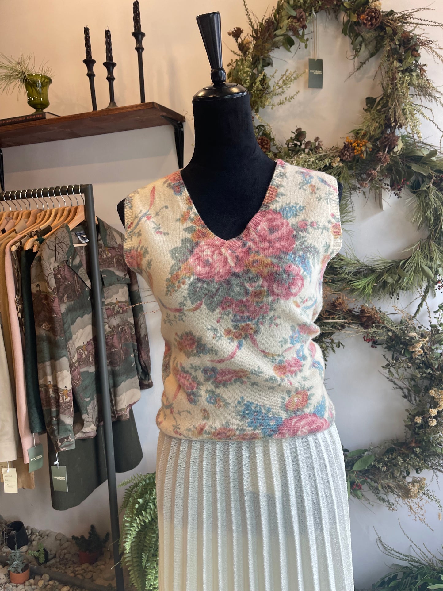 Vintage Ralph Lauren Lambswool Floral Sweater Vest