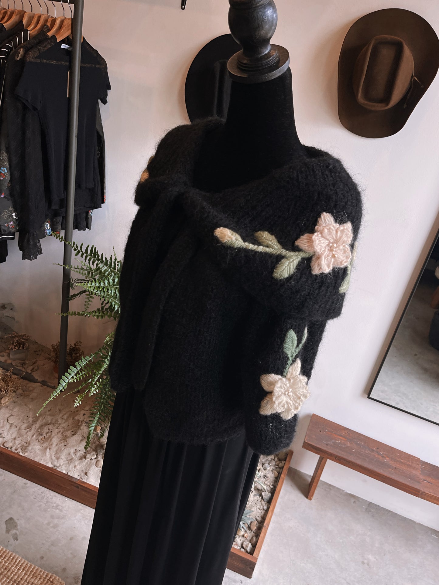 Vintage Wool Floral Embroidered Cardigan
