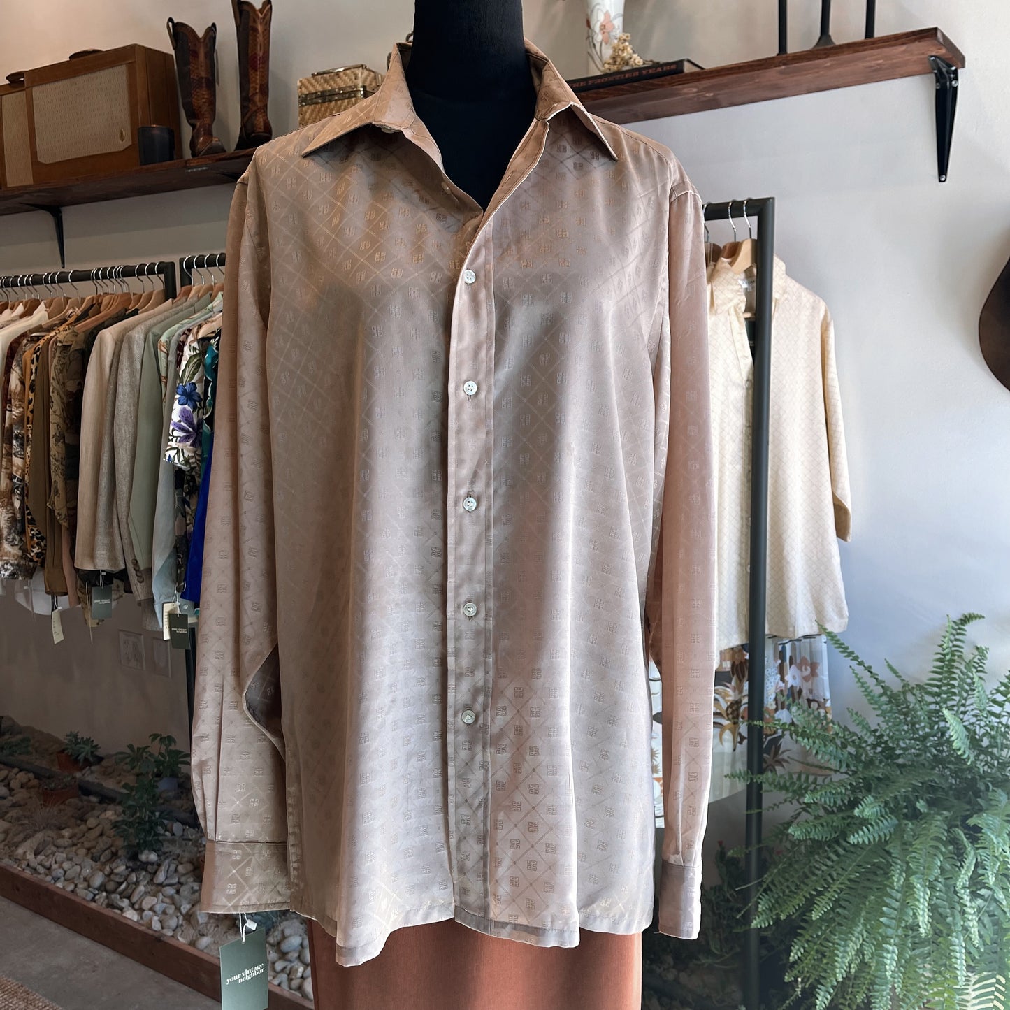 Vintage 80’s Givenchy Satin Logo Button-Up Long Sleeve Top - Your Vintage Neighbor