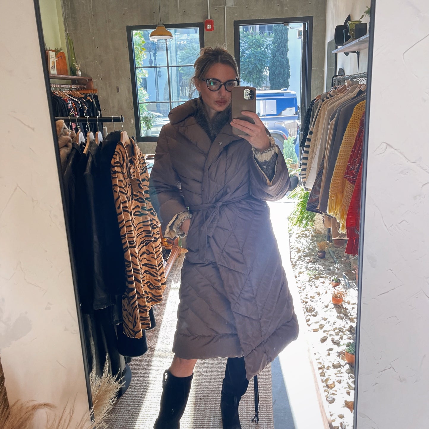 Vintage Bill Blass Cacoon Down Quilted Brown Jacket