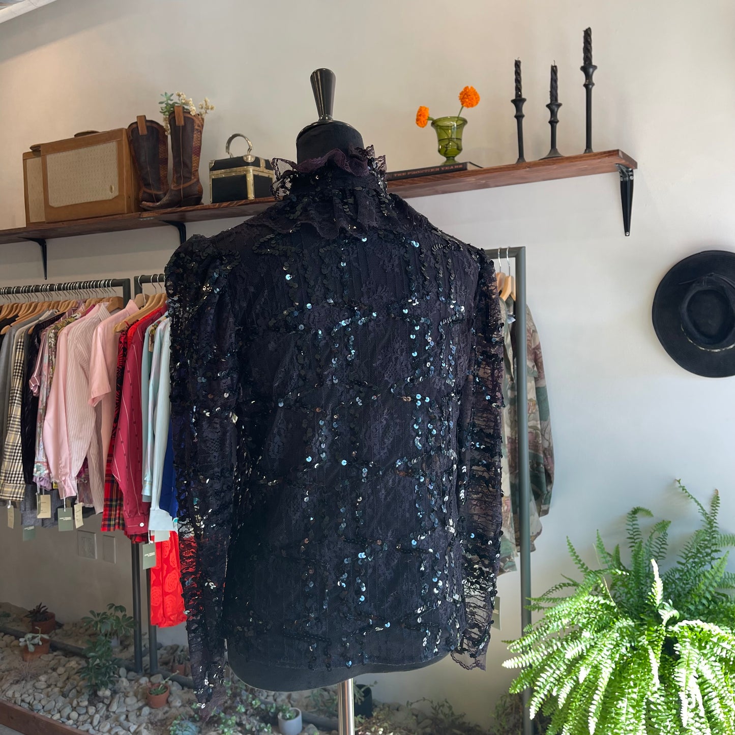 Vintage Harry Acton I. Magnin Sequin Lace Blouse