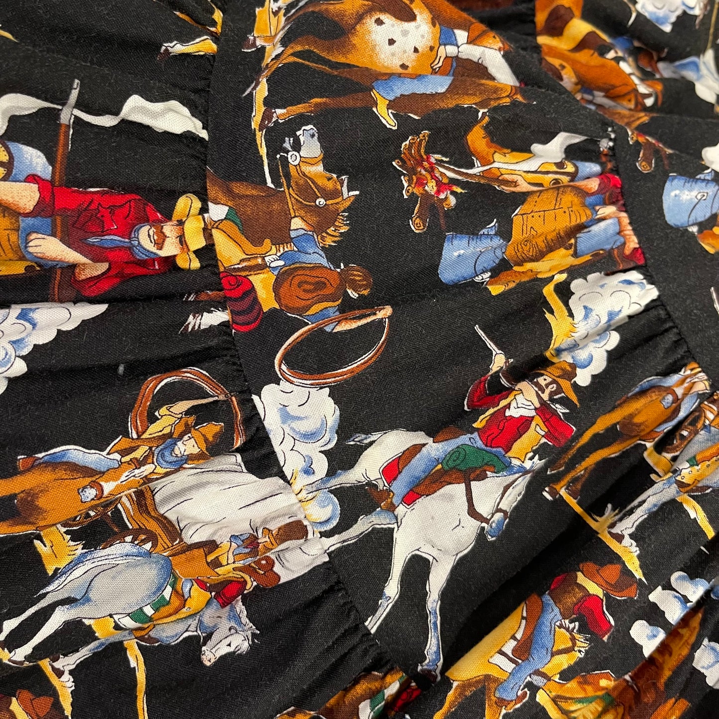80’s Vintage Cowboy Print Full Circle Western Skirt