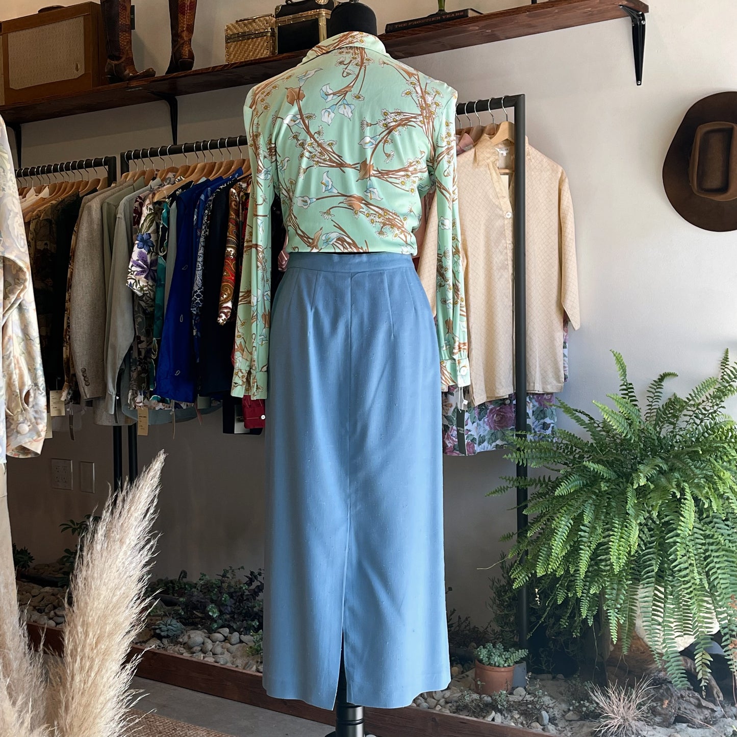 70s Vintage Button Midi Skirt M