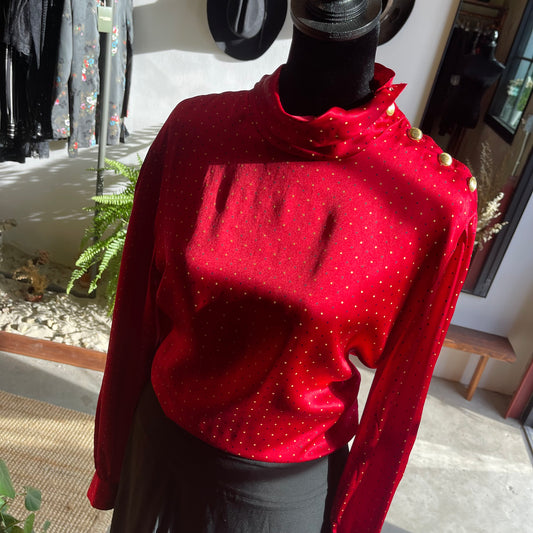 1980s Vintage Liz Claiborne Silk Polka Dot Blouse