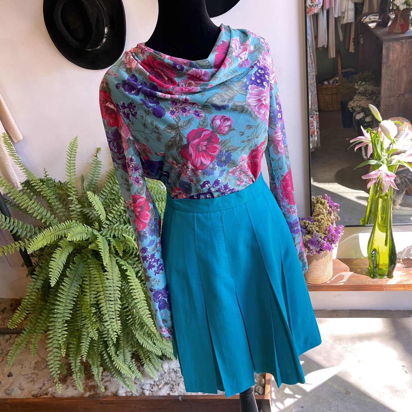 70’s Vintage Floral Cowl Neck Blouse