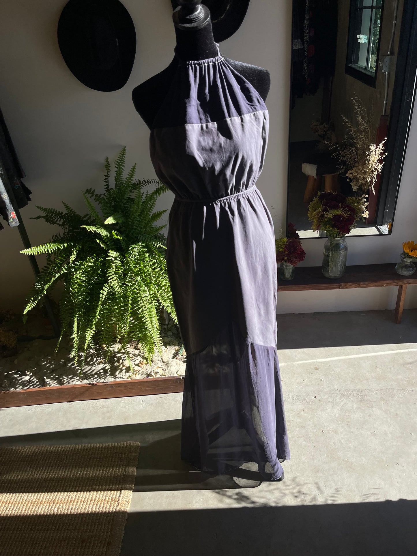 Custom Dyed Silk and Canvas Open Back Gown