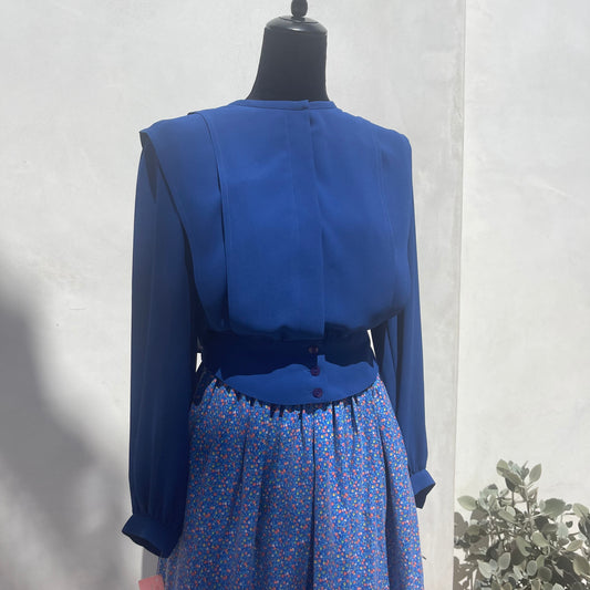 Vintage Deadstock Designer Pierre Cardin Blouse in Blue - Your Vintage Neighbor